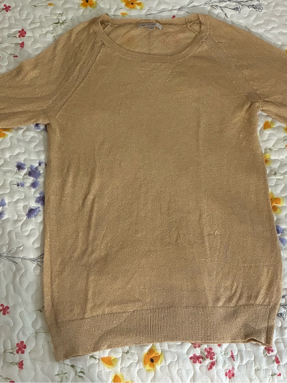 GAP Metallic Light Gold Crewneck Sweater